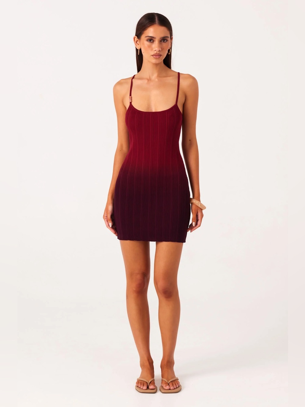 NWT SNDYs Dress Odessa Ombré Knit Plum Red Purple Medium New Mini Revolve